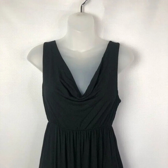 Anthropologie Michael Stars Black Cowl V-Neck Fit & Flare Midi Dress 2 - Picture 3 of 4